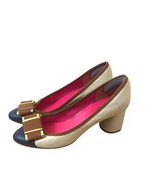 FERCA 81 Upper and Sole Leather Made in Italy Pink Blue Brown Bows Heels Size 42